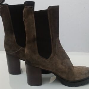 Brown Suede Women's Boots Size 41 US 9 5 MADE IN ITALY